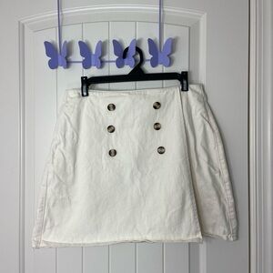 EUC Urban Bliss women’s cream multibutton design zip denim skirt summer‎ cotton